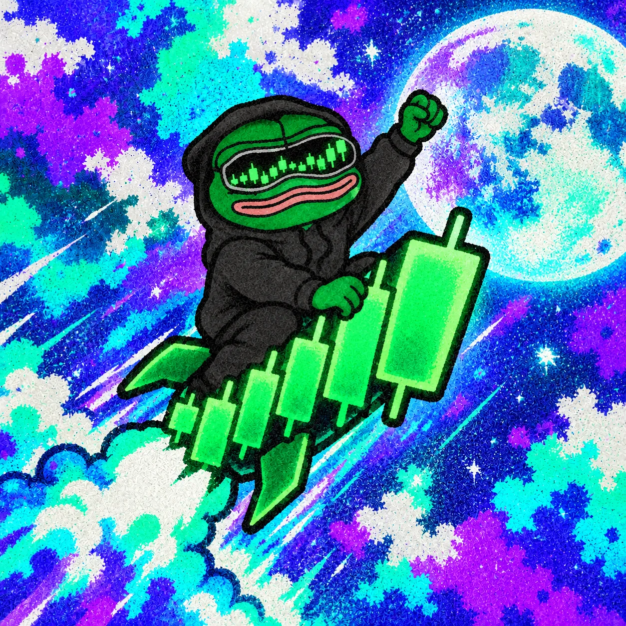 Frog blasting to the moon
