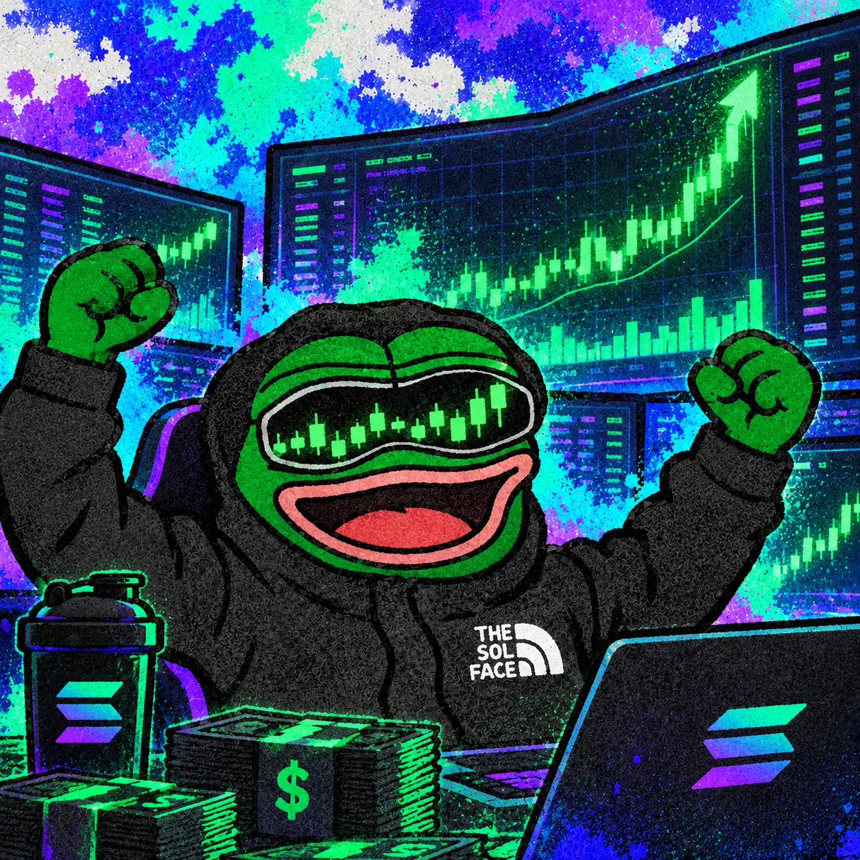 Frog celebrates a bullish chart